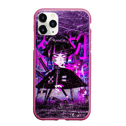 Чехол iPhone 11 Pro матовый Cyberpunk Samurai Anime, цвет: 3D-малиновый