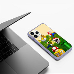 Чехол iPhone 11 Pro матовый Mario Coins, цвет: 3D-светло-сиреневый — фото 2