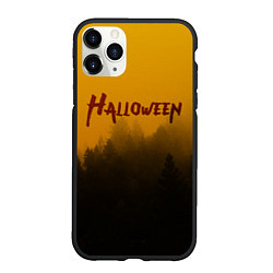 Чехол iPhone 11 Pro матовый НОЧНОЙ ЛЕС В ХЕЛЛОУИН FOREST HALLOWEEN BATS, цвет: 3D-черный