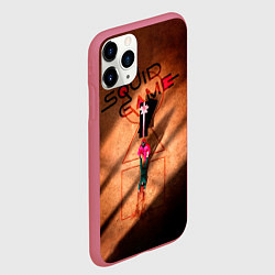 Чехол iPhone 11 Pro матовый Игра в кальмара: Постер, цвет: 3D-малиновый — фото 2