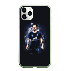 Чехол iPhone 11 Pro матовый Lionel Messi Paris Saint-Germain, цвет: 3D-салатовый