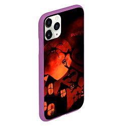 Чехол iPhone 11 Pro матовый Красная луна на Хэллоуин, цвет: 3D-фиолетовый — фото 2