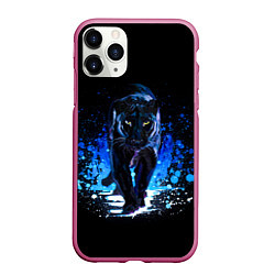 Чехол iPhone 11 Pro матовый Черная пантера пятна краски, цвет: 3D-малиновый