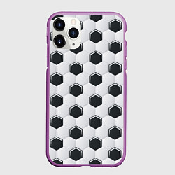 Чехол iPhone 11 Pro матовый Текстура футбольного мяча, цвет: 3D-фиолетовый
