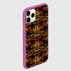 Чехол iPhone 11 Pro матовый Хохломские узоры II black, цвет: 3D-фиолетовый — фото 2