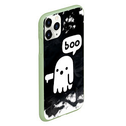 Чехол iPhone 11 Pro матовый ХЕЛЛУОИН ПРИВЕДЕНИЕ БУ! HALLOWEEN GHOST BOO!, цвет: 3D-салатовый — фото 2