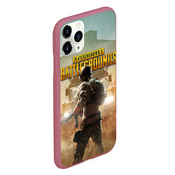 Чехол iPhone 11 Pro матовый PUBG СОЛДАТ В ШЛЕМЕ ПАБГ, цвет: 3D-малиновый — фото 2