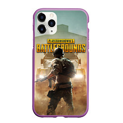 Чехол iPhone 11 Pro матовый PUBG СОЛДАТ В ШЛЕМЕ ПАБГ, цвет: 3D-фиолетовый