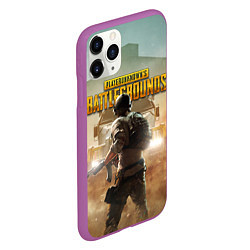 Чехол iPhone 11 Pro матовый PUBG СОЛДАТ В ШЛЕМЕ ПАБГ, цвет: 3D-фиолетовый — фото 2