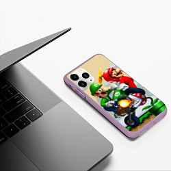 Чехол iPhone 11 Pro матовый MarioHelmet, цвет: 3D-сиреневый — фото 2