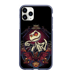 Чехол iPhone 11 Pro матовый Скелет Хэллоуин, цвет: 3D-серый