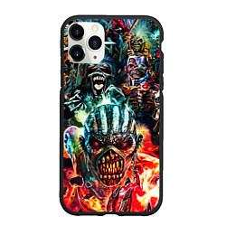 Чехол iPhone 11 Pro матовый Iron Maiden allover, цвет: 3D-черный