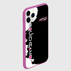 Чехол iPhone 11 Pro матовый ИГРА В КАЛЬМАРА ЛОГО,БРЫЗГИ КРАСОК ЧБ, цвет: 3D-фиолетовый — фото 2