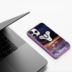 Чехол iPhone 11 Pro матовый ДЕСТИНИ ЗЕМЛЯ ХАБ, СТРАННИК НАД ГОРОДОМ, цвет: 3D-фиолетовый — фото 2