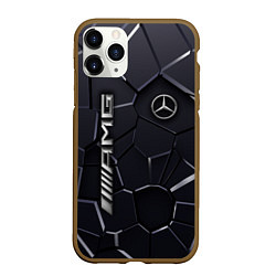 Чехол iPhone 11 Pro матовый Mercedes AMG 3D плиты, цвет: 3D-коричневый