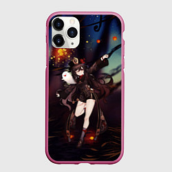 Чехол iPhone 11 Pro матовый Ху Тао Hu Tao, цвет: 3D-малиновый
