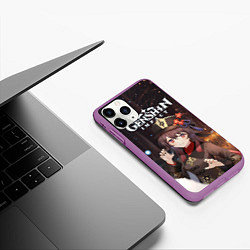 Чехол iPhone 11 Pro матовый Hu Tao, цвет: 3D-фиолетовый — фото 2