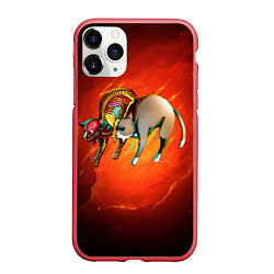 Чехол iPhone 11 Pro матовый Cat 5050, цвет: 3D-красный