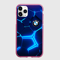 Чехол iPhone 11 Pro матовый BMW LOGO 3Д ПЛИТЫ ГЕОМЕТРИЯ, цвет: 3D-малиновый