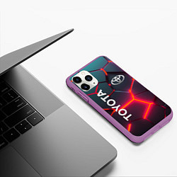 Чехол iPhone 11 Pro матовый TOYOTA 3D NEON ТОЙОТА 3Д ПЛИТЫ НЕОН, цвет: 3D-фиолетовый — фото 2