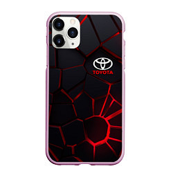 Чехол iPhone 11 Pro матовый Тойота 3D плиты с подсветкой, цвет: 3D-розовый
