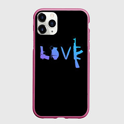 Чехол iPhone 11 Pro матовый PUBG NEON, цвет: 3D-малиновый
