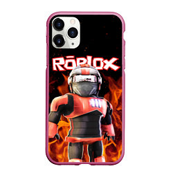 Чехол iPhone 11 Pro матовый ROBLOX FIRE РОБЛОКС ОГОНЬ ПОЖАРНЫЙ, цвет: 3D-малиновый