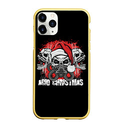 Чехол iPhone 11 Pro матовый Mary Christmas черепа, цвет: 3D-желтый