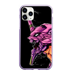 Чехол iPhone 11 Pro матовый Evangelion Eva 01, цвет: 3D-светло-сиреневый