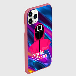 Чехол iPhone 11 Pro матовый Игра в кальмара - переливающийся фон, цвет: 3D-малиновый — фото 2