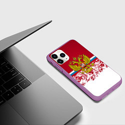 Чехол iPhone 11 Pro матовый Российский герб, цвет: 3D-фиолетовый — фото 2