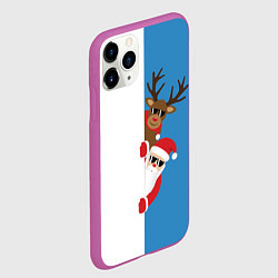 Чехол iPhone 11 Pro матовый Крутые Санта и Олень, цвет: 3D-фиолетовый — фото 2