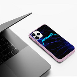 Чехол iPhone 11 Pro матовый METALLICA BLUE FLASH МЕТАЛЛИКА СИНИЕ МОЛНИИ, цвет: 3D-розовый — фото 2