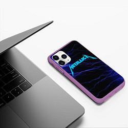 Чехол iPhone 11 Pro матовый METALLICA BLUE FLASH МЕТАЛЛИКА СИНИЕ МОЛНИИ, цвет: 3D-фиолетовый — фото 2