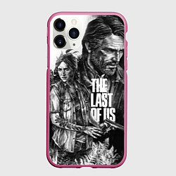 Чехол iPhone 11 Pro матовый THE LAST OF US ЧЁРНО БЕЛЫЙ, цвет: 3D-малиновый
