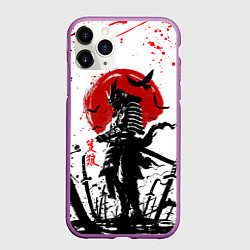 Чехол iPhone 11 Pro матовый GHOST OF TSUSHIMA ПРИЗРАК ЦУСИМЫ КРАСНОЕ СОЛНЦЕ, цвет: 3D-фиолетовый
