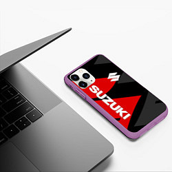 Чехол iPhone 11 Pro матовый SUZUKI СУЗУКИ RED LOGO, цвет: 3D-фиолетовый — фото 2