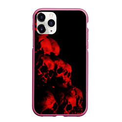 Чехол iPhone 11 Pro матовый Черепа свалка, цвет: 3D-малиновый