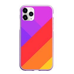 Чехол iPhone 11 Pro матовый РАДУЖНАЯ ГЕОМЕТРИЯ RAINBOW GEOMETRY, цвет: 3D-сиреневый