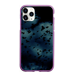 Чехол iPhone 11 Pro матовый Flock of birds, цвет: 3D-фиолетовый