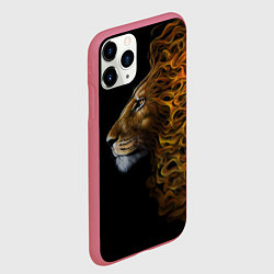Чехол iPhone 11 Pro матовый ПЛАМЕННЫЙ ЛЕВ, цвет: 3D-малиновый — фото 2