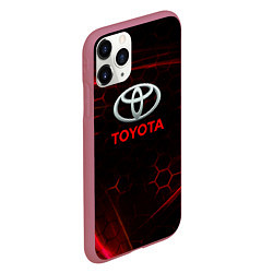 Чехол iPhone 11 Pro матовый Toyota Неоновые соты, цвет: 3D-малиновый — фото 2