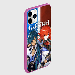 Чехол iPhone 11 Pro матовый КЭЙА И ДИЛЮК ГЕНШИН, цвет: 3D-фиолетовый — фото 2