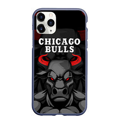 Чехол iPhone 11 Pro матовый CHICAGO BULLS ЯРОСТНЫЙ БЫК, цвет: 3D-серый