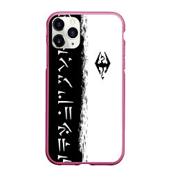 Чехол iPhone 11 Pro матовый THE ELDER SCROLLS SKYRIM FUS RO DAH ЧЁРНО БЕЛЫЙ, цвет: 3D-малиновый