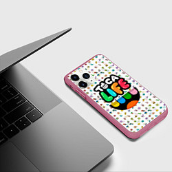 Чехол iPhone 11 Pro матовый Toca Boca Тока Бока Паттерн, цвет: 3D-малиновый — фото 2