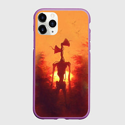 Чехол iPhone 11 Pro матовый СИРЕНОГОЛОВЫЙ НА ЗАКАТЕ, цвет: 3D-фиолетовый