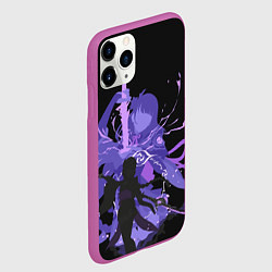 Чехол iPhone 11 Pro матовый Genshin Impact Raiden, цвет: 3D-фиолетовый — фото 2