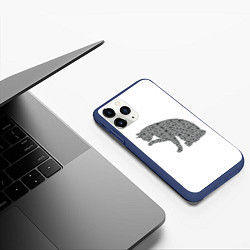 Чехол iPhone 11 Pro матовый QR Кот Версия 2, цвет: 3D-тёмно-синий — фото 2