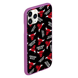 Чехол iPhone 11 Pro матовый CHICAGO BULLS БЫКИ УЗОР, цвет: 3D-фиолетовый — фото 2